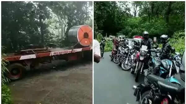 പിന്നോട്ടെടുക്കാനോ യുടേന് എടുക്കാനോ സാധിക്കാത്ത വിധം ലോറികള് കുടുങ്ങി; മണ്ണാര്ക്കാട് അട്ടപ്പാടി റൂടില് ഗതാഗതം നിലച്ചു