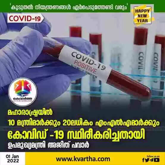 മഹാരാഷ്ട്രയില് 10 മന്ത്രിമാര്ക്കും 20ലധികം എംഎല്എമാര്ക്കും കോവിഡ് -19 സ്ഥിരീകരിച്ചതായി ഉപമുഖ്യമന്ത്രി അജിത് പവാര്