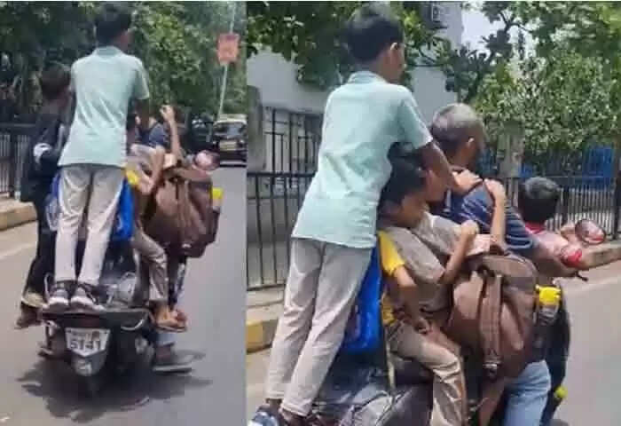 Arrested | 7 കുട്ടികളുമായി സ്കൂടറില് യാത്ര നടത്തി; ദൃശ്യങ്ങള് വൈറലായതിന് പിന്നാലെ യുവാവ് അറസ്റ്റില്