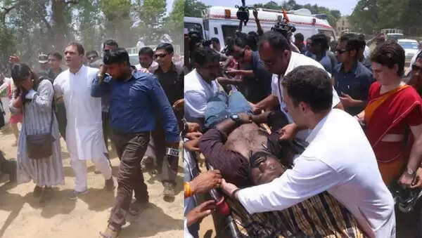 റോഡ് ഷോയ്ക്കിടെ സുരക്ഷ വകവെയ്ക്കാതെ പരിക്കേറ്റ മാധ്യമ പ്രവര്ത്തകര്ക്ക് വെള്ളം നല്കുകയും പരിപാലിക്കുകയും ചെയ്ത് രാഹുല്; റിപ്പോര്ട്ടറുടെ ഷൂ കൈയ്യിലേന്തി പ്രിയങ്ക