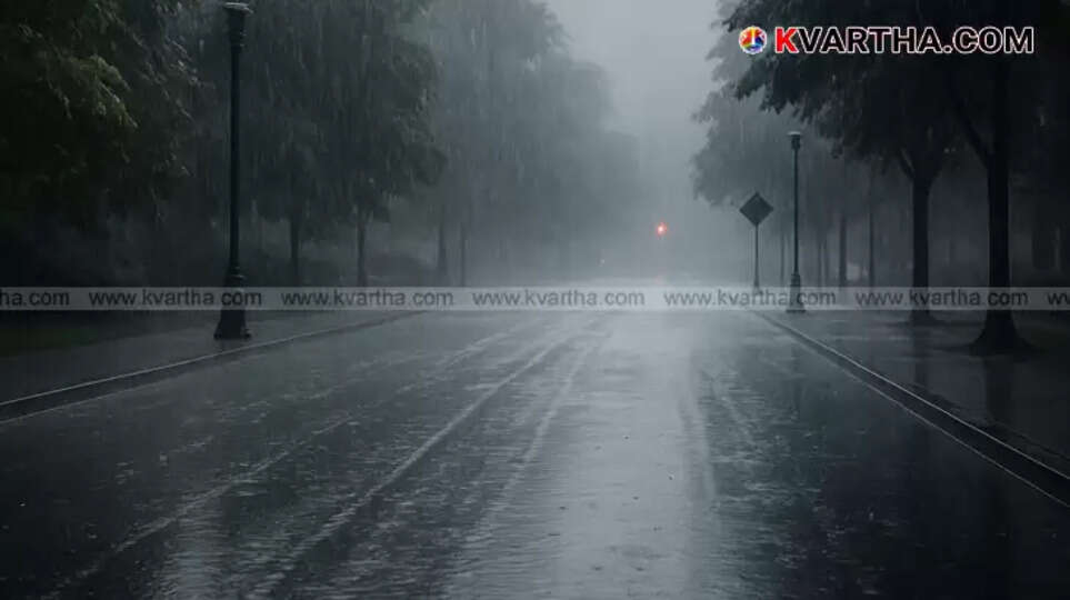 A road in Kerala during heavy rain.