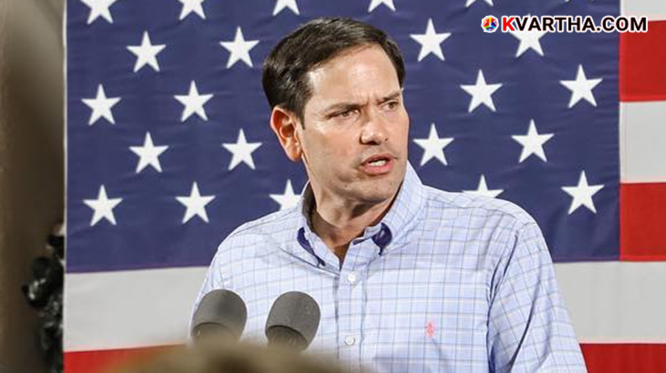 US Secretary of State Marco Rubio addressing a press conference on foreign policy