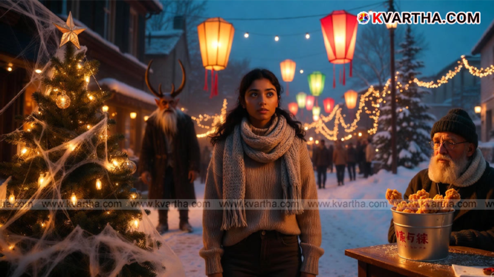 Collage of unique Christmas traditions across different countries