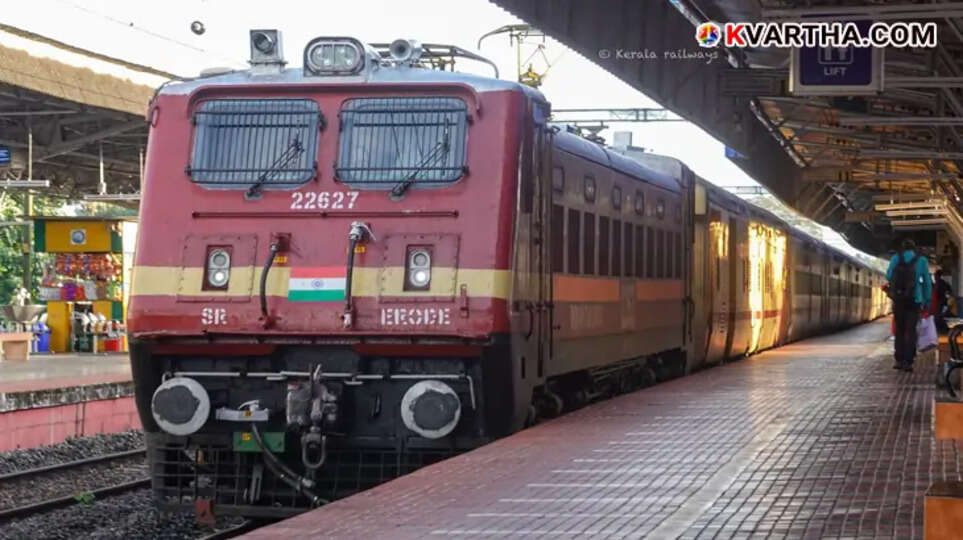 Train stopping at a railway station.