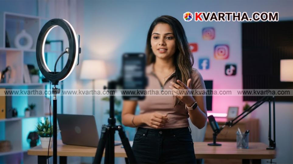 A content creator recording a video using a smartphone.