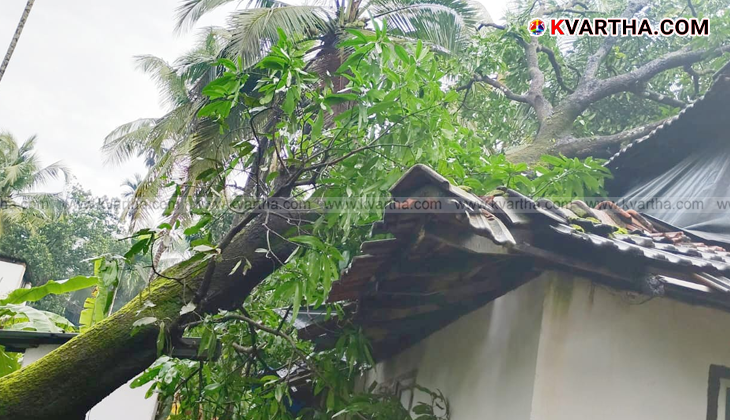Damaged house in Payyanur due to heavy monsoon rains