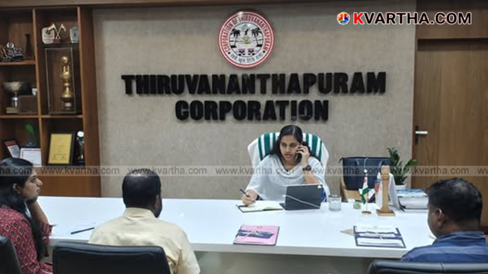 Thiruvananthapuram Mayor Arya Rajendran sitting in her office chair.