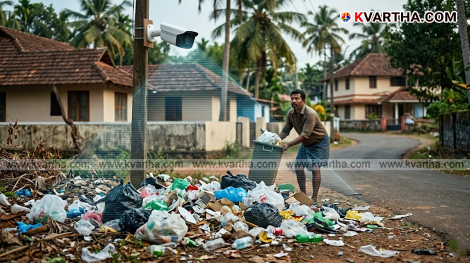 A symbolic view of the surveillance cameras installed by CDIT and KFON to prevent littering in public places in Kerala.