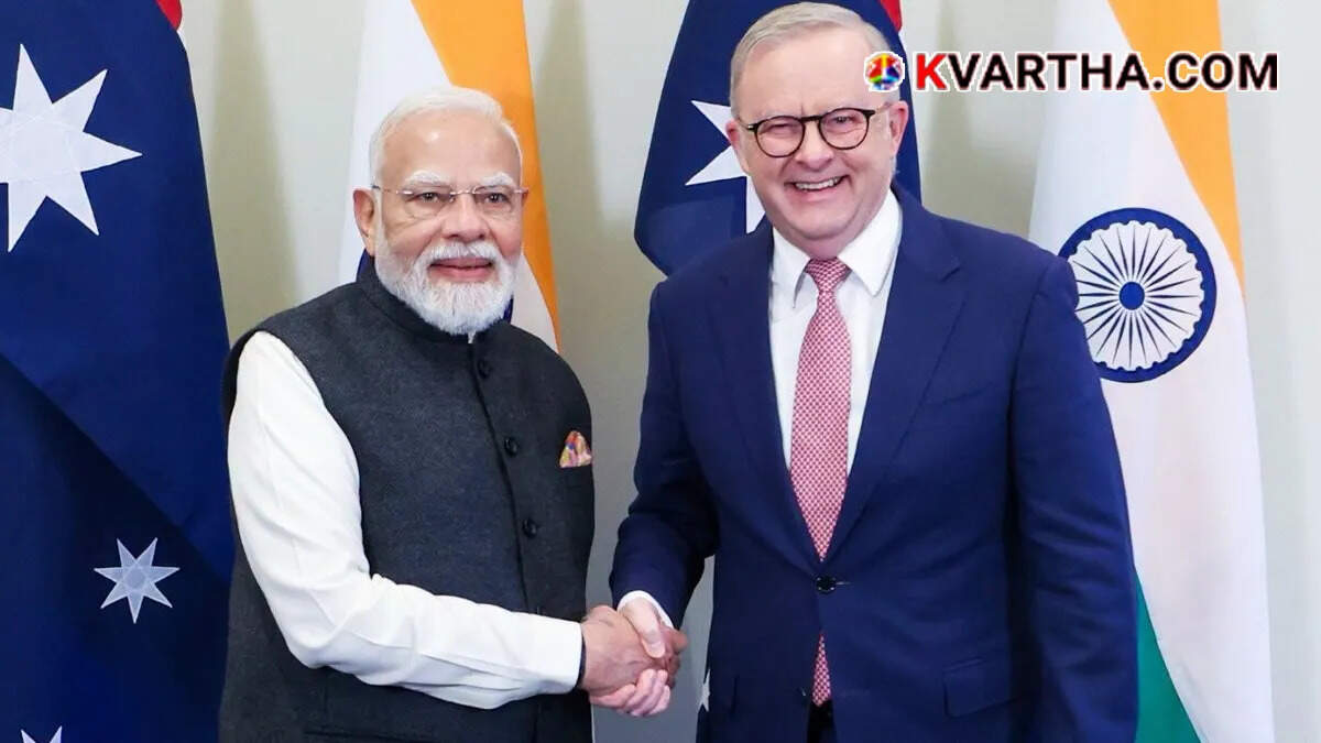  Prime Minister Narendra Modi and Australian Prime Minister Anthony Albanese shaking hands at Melbourne
