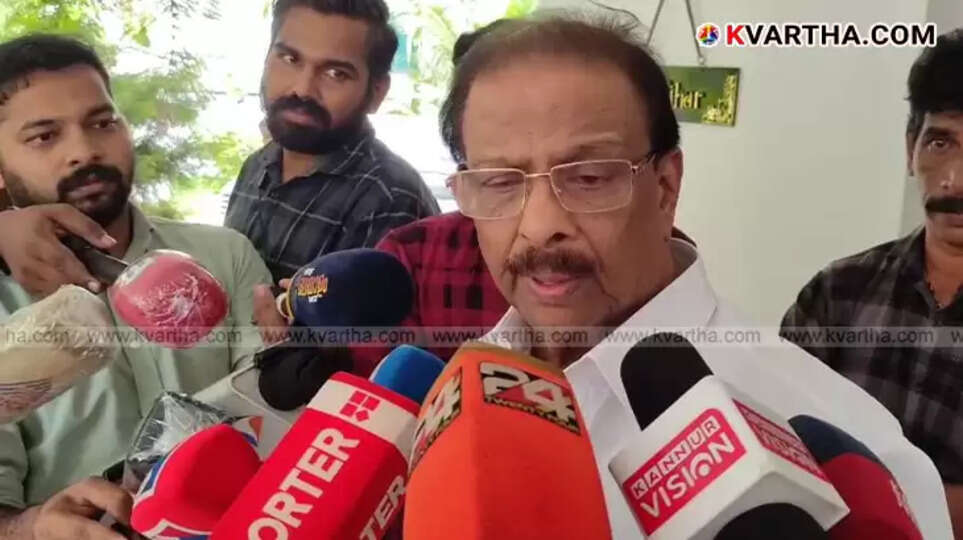K Sudhakaran addressing media in Kannur
