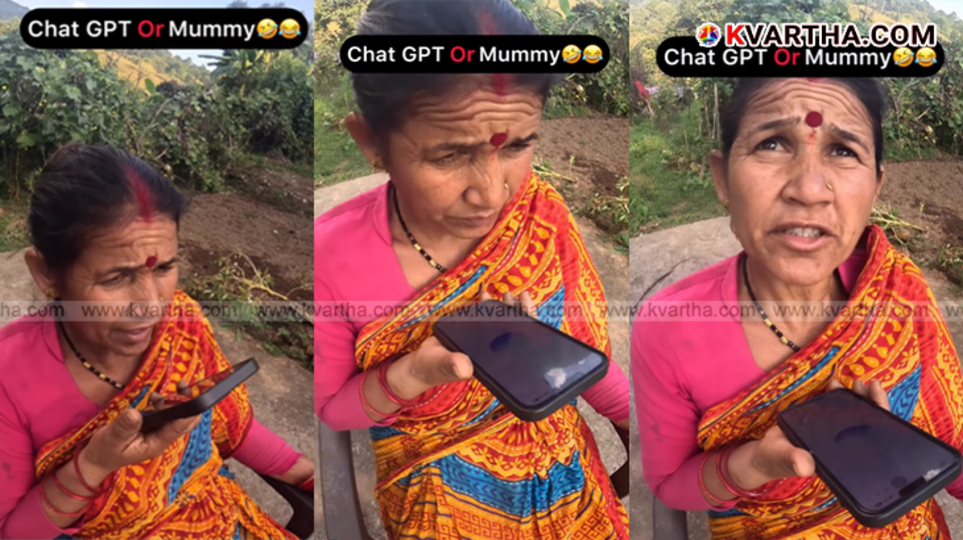 Mother talking to a phone screen, symbolizing the viral ChatGPT conversation.