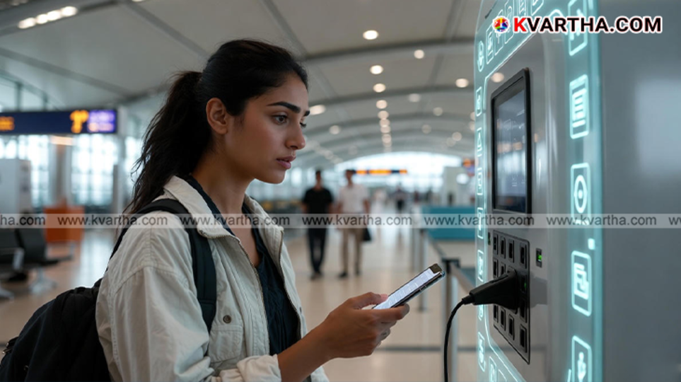 A phone connected to a public USB charging port.