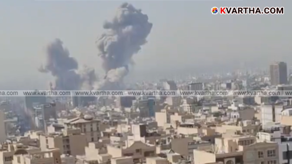 Multiple missiles being launched into the sky during the night from a desert location.