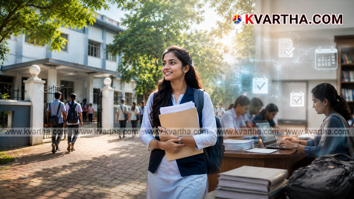  Conceptual image of students and Kerala Plus One admission