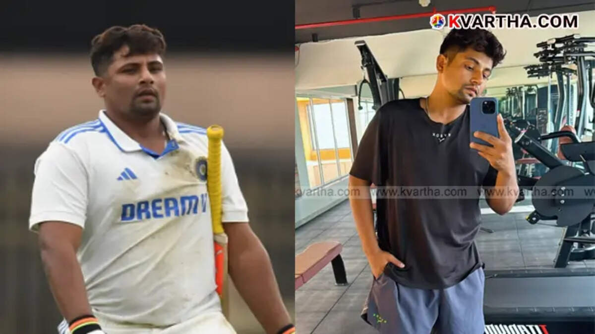 Indian cricketer Sarfaraz Khan showing his significant weight loss transformation.