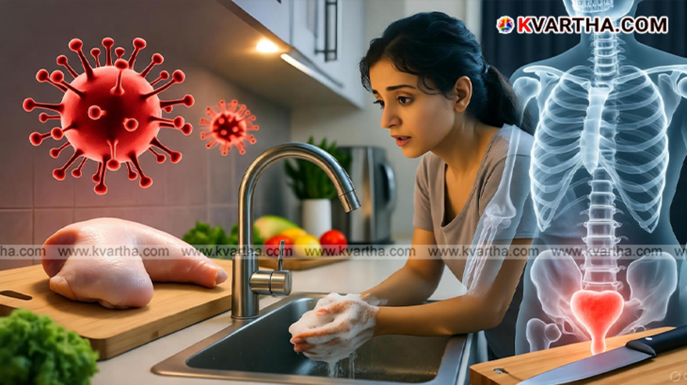 Raw chicken meat containing E. coli bacteria