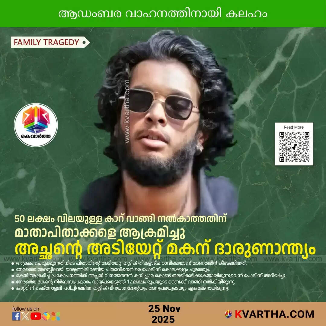 thiruvananthapuram son dead father attack over luxury car d