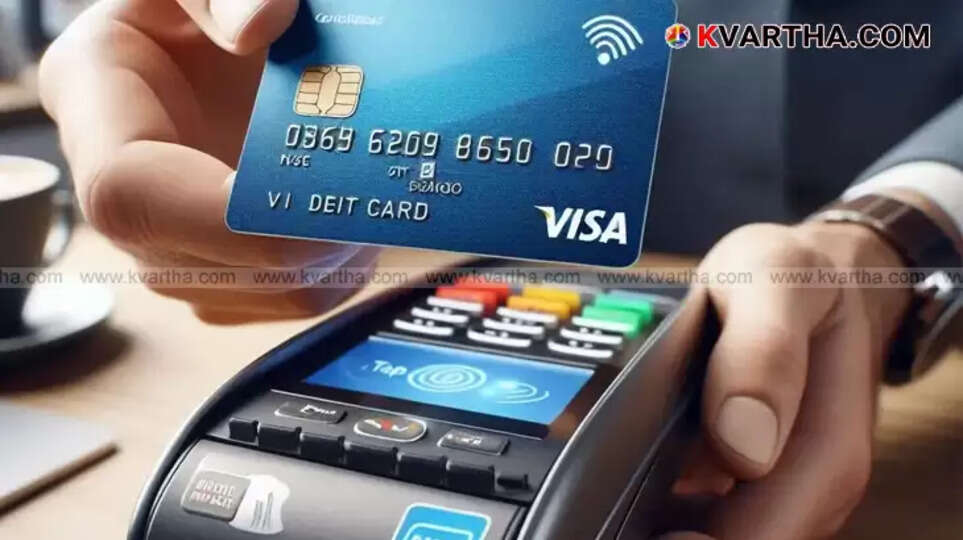 A credit card resting on a stack of currency notes, symbolizing financial transactions and debt.
