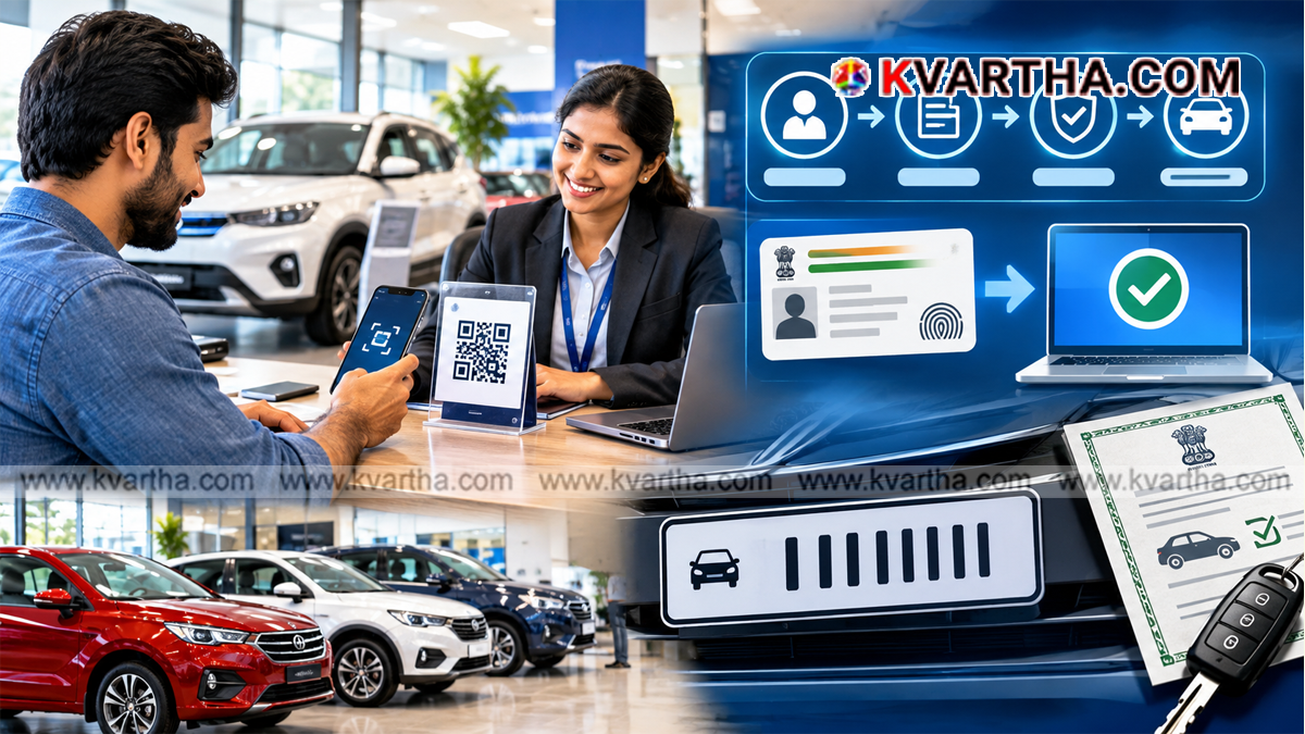 Representational image reflecting fast vehicle registration at a showroom with Aadhaar integration  