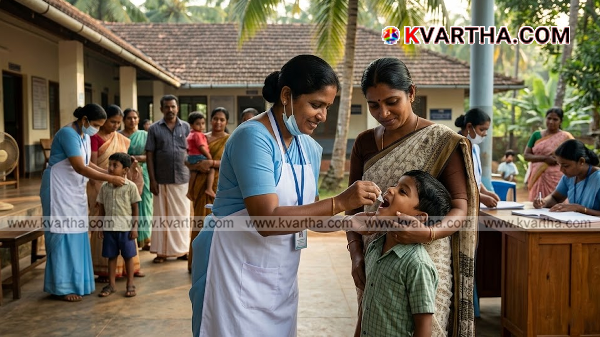  Child receiving polio drops  