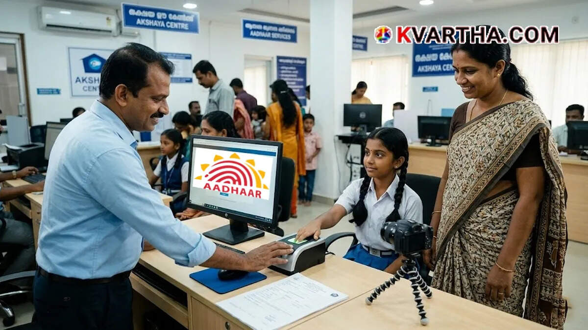 A child giving biometric fingerprint scan at an official government enrollment center