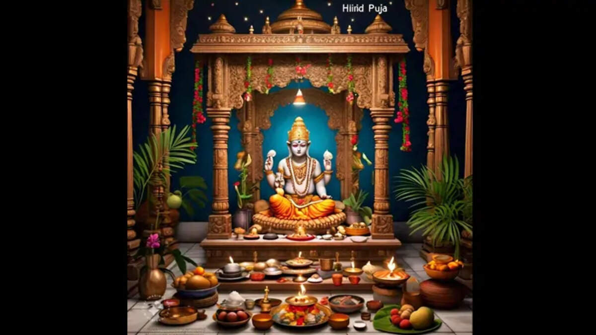 Devotees performing Aja Ekadashi puja