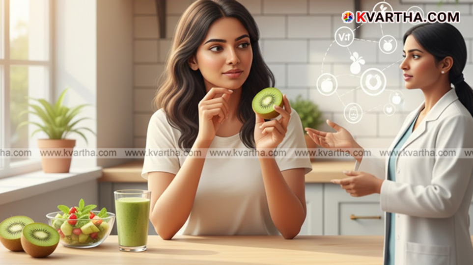 Sliced kiwi fruit with and without skin