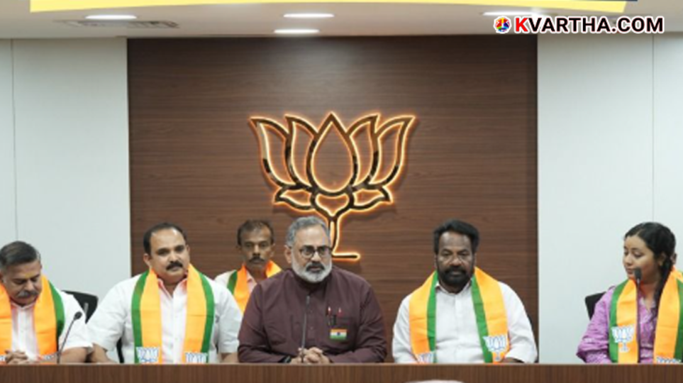  Former KPCC Secretary M J Job joining BJP at Mararji Bhavan.