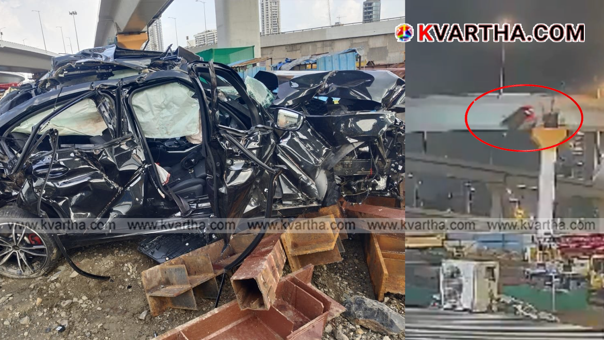 Image reflecting BMW car accident and coastal road flyover in Mumbai
