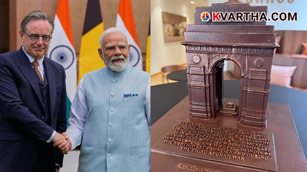 A symbolic image of the India Gate made of melted chocolate