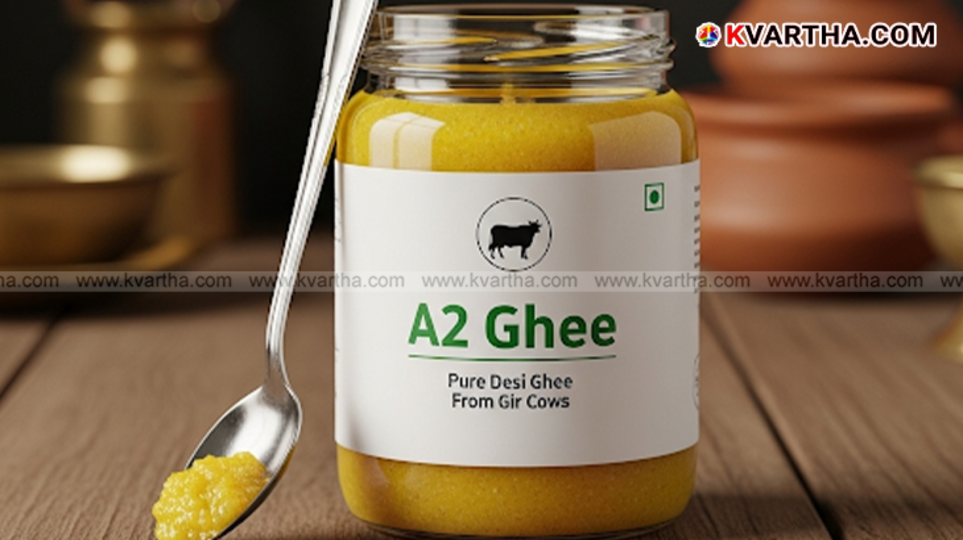  A2 ghee jar next to a regular ghee jar.