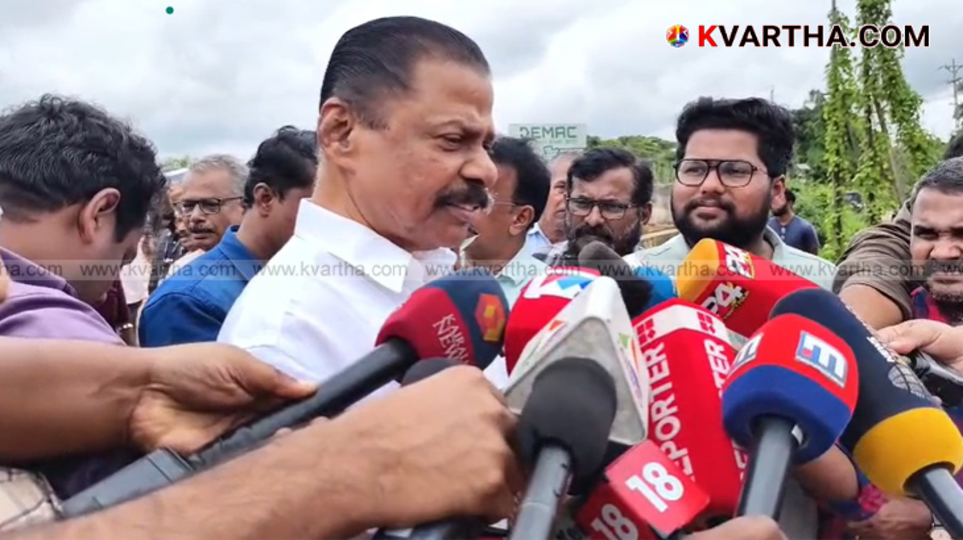 MV Govindan speaking at a press conference on political issues.