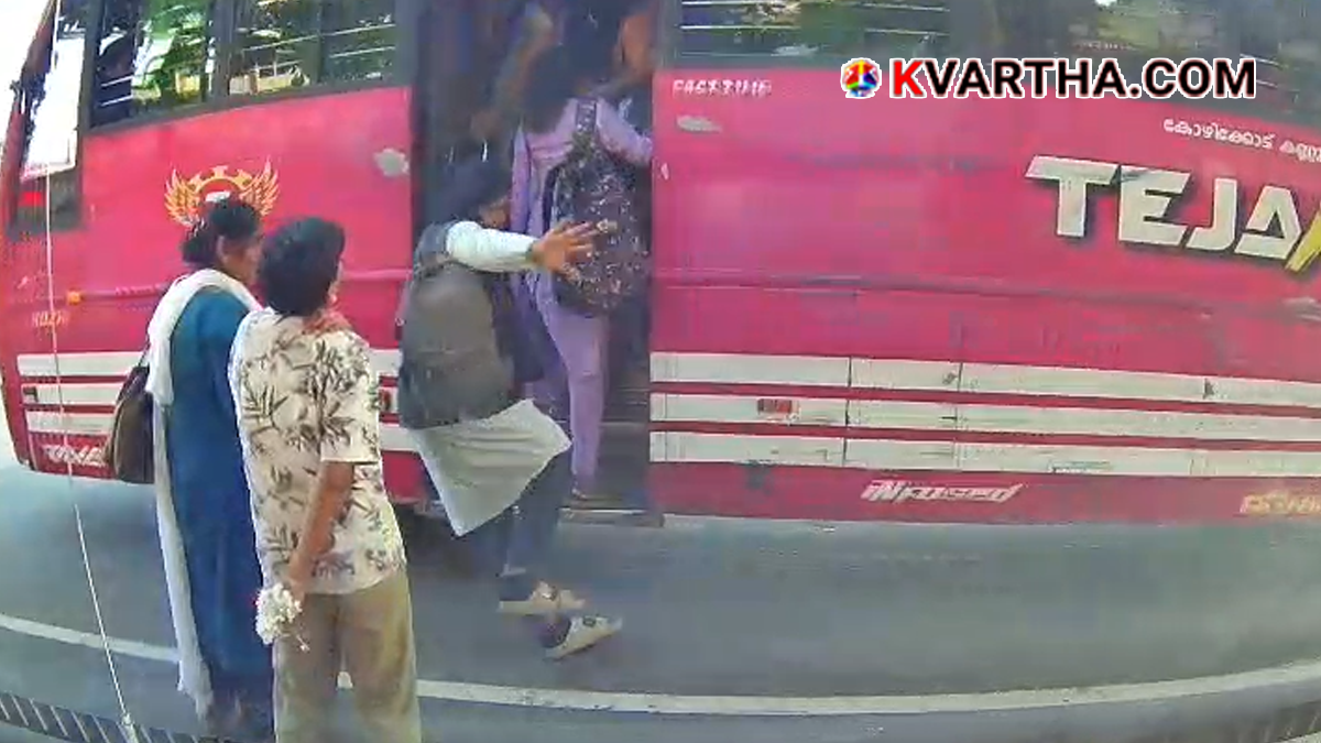 Representational image reflecting bus footboard safety and student travel in Kerala
