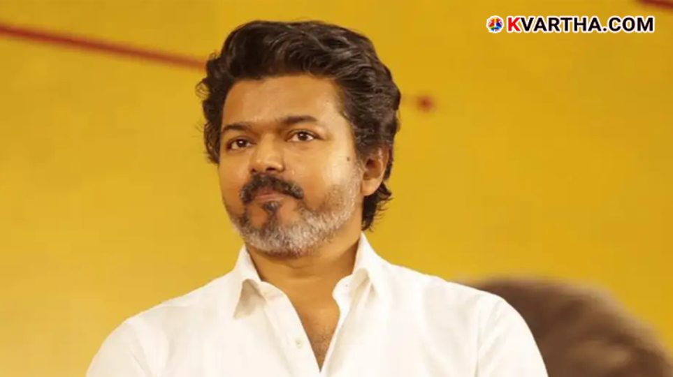 Actor Vijay leading a political rally for his party Tamizhaga Vettri Kazhagam.