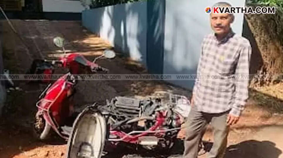 Burnt electric scooter in Mokeri after catching fire.