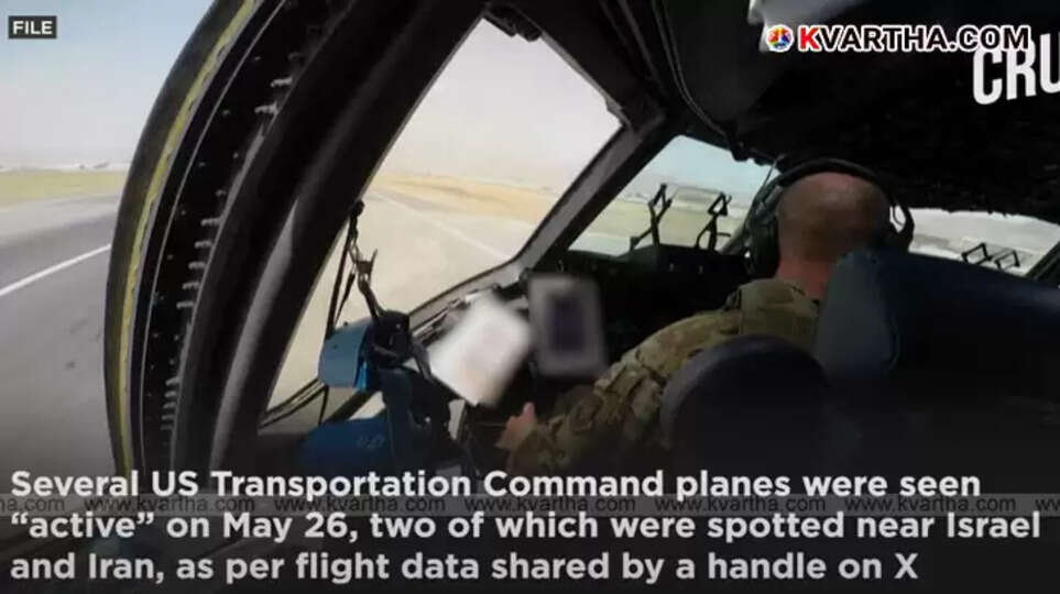 A United States Transportation Command aircraft flying over the Middle East.