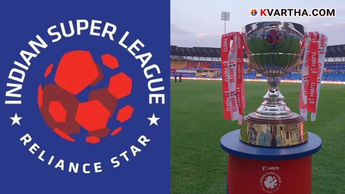 Trophy of the Indian Super League (ISL) with the ISL logo next to it.