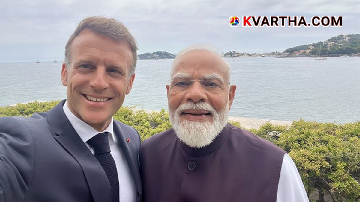  PM Narendra Modi and French President Emmanuel Macron in Nice.