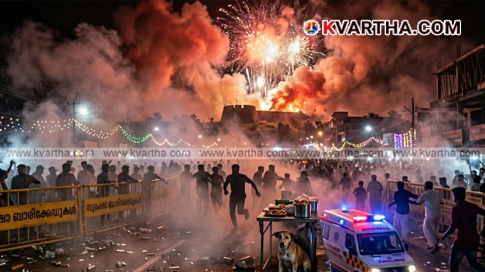 A descriptive, somber layout representing the aftermath and debris left behind following a massive illegal fireworks explosion.