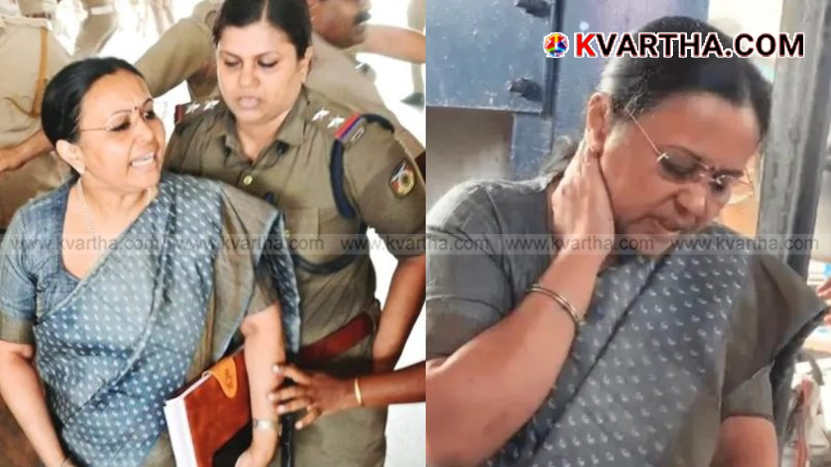  image of former Health Minister Veena George and political protests