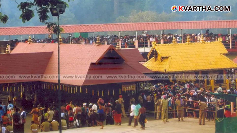 A view of Sabarimala Sannidhanam with devotees.