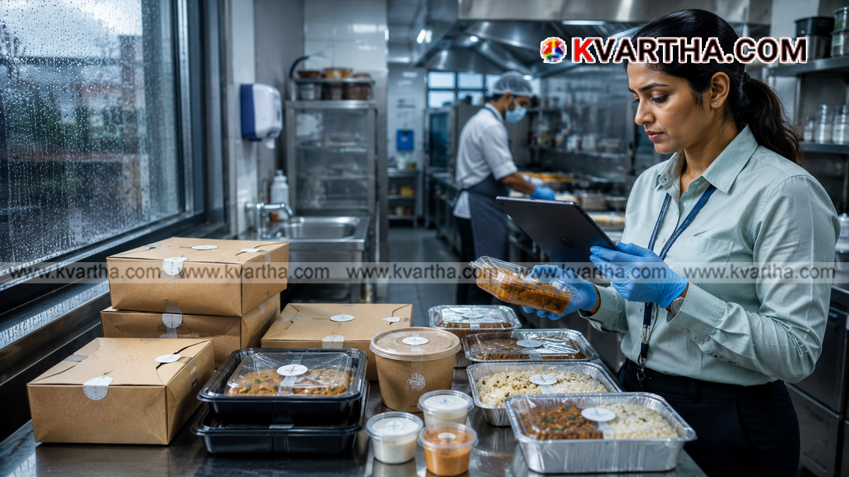 Food safety officials inspecting a hotel kitchen