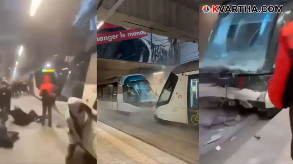 Tram collision in Strasbourg, France, accident scene