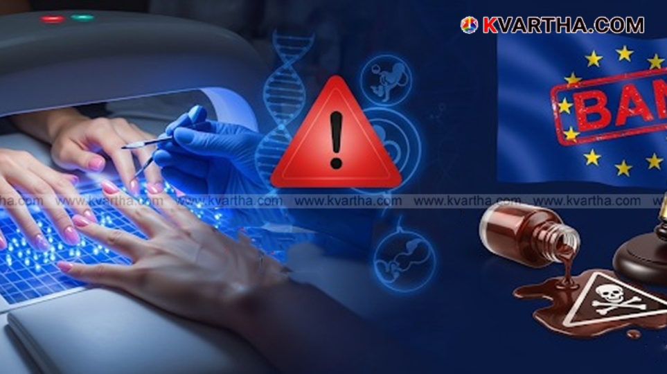 A woman applying gel nail polish, which is now banned in Europe.