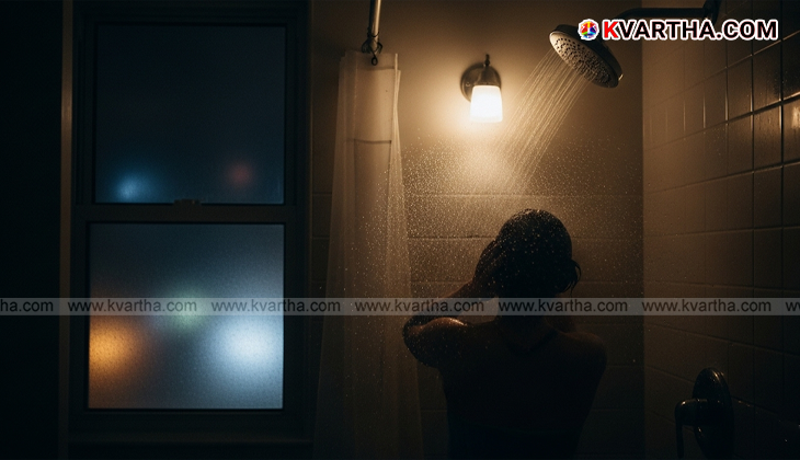 A person enjoying a night shower for relaxation and better sleep.