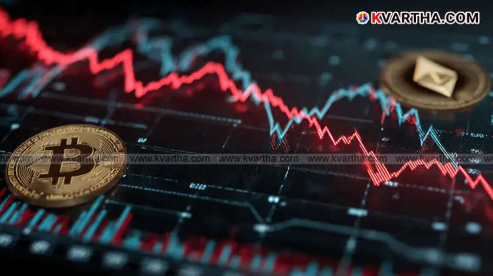 Bitcoin and Ethereum price graph showing sharp drop