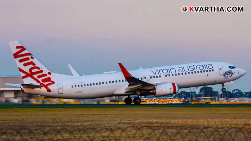 A Virgin Australia aircraft during takeoff.