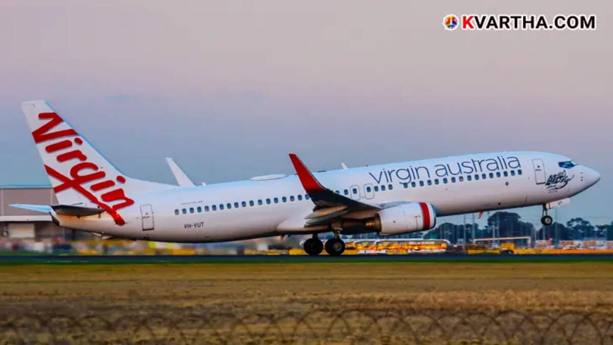 A Virgin Australia aircraft during takeoff.
