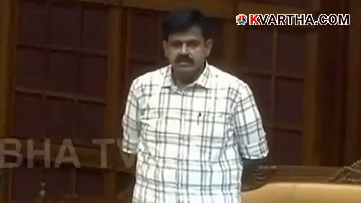 UDF MLA Sandeep Varier delivering a speech in the Kerala Legislative Assembly