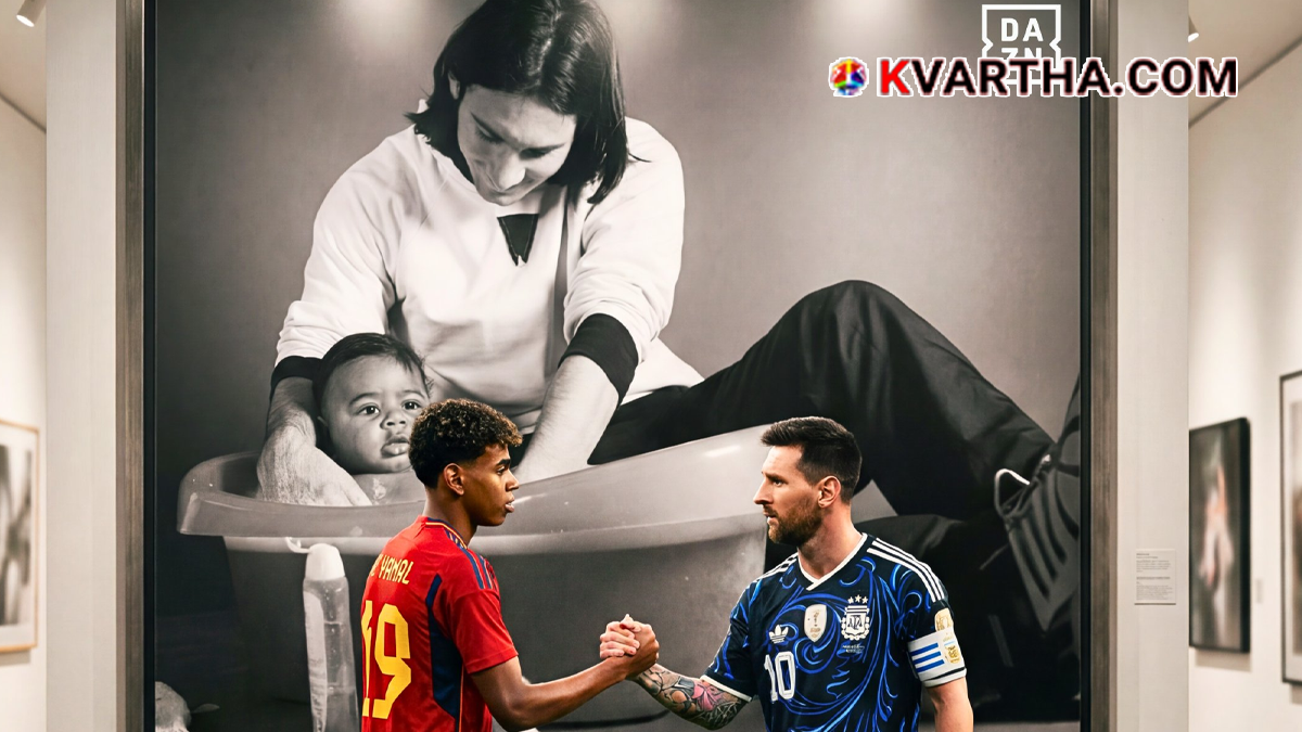 The viral photo of Lionel Messi bathing baby Lamine Yamal